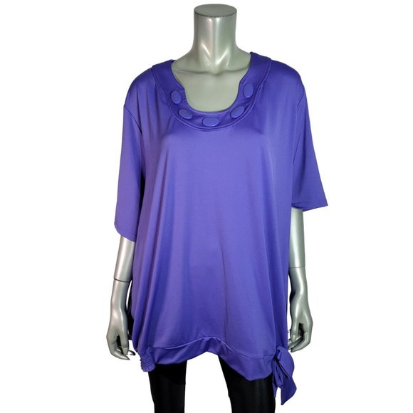 Maggie Barnes Tops - Maggie Barnes Top Plus Size 3X 26/28W Scoop Neck Short Sleeve Stretch Purple NWT